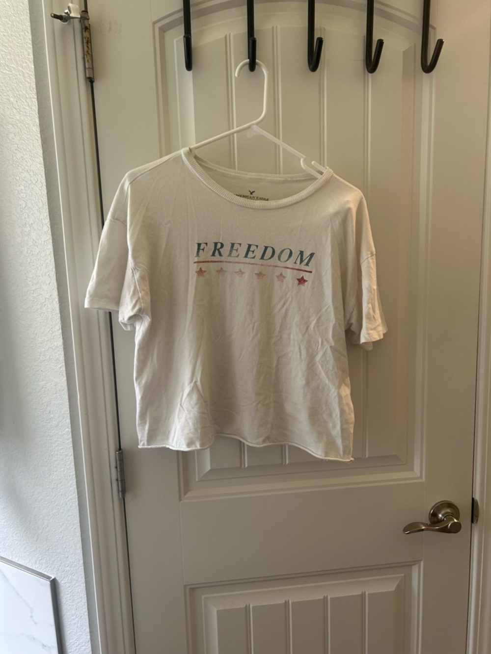 American Eagle Outfitters White Crewneck Tee with Subtle Logo